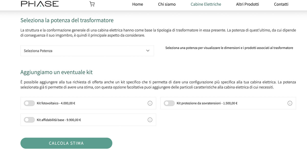 scelta kit Configuratore cabine elettriche: scelta del kit