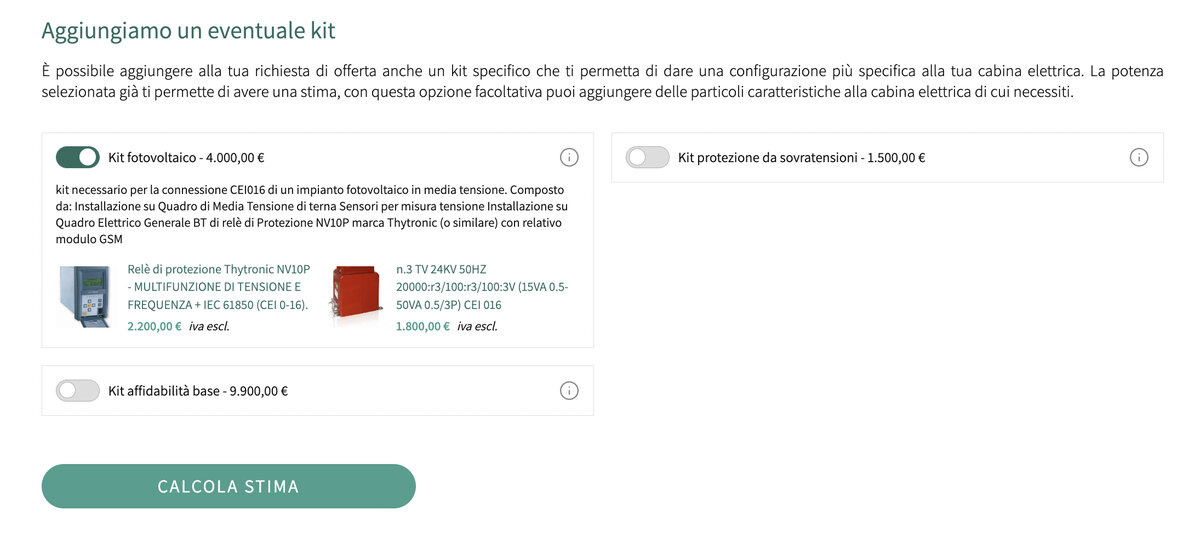 scelta kit II Configuratore cabine elettriche: contenuto del kit